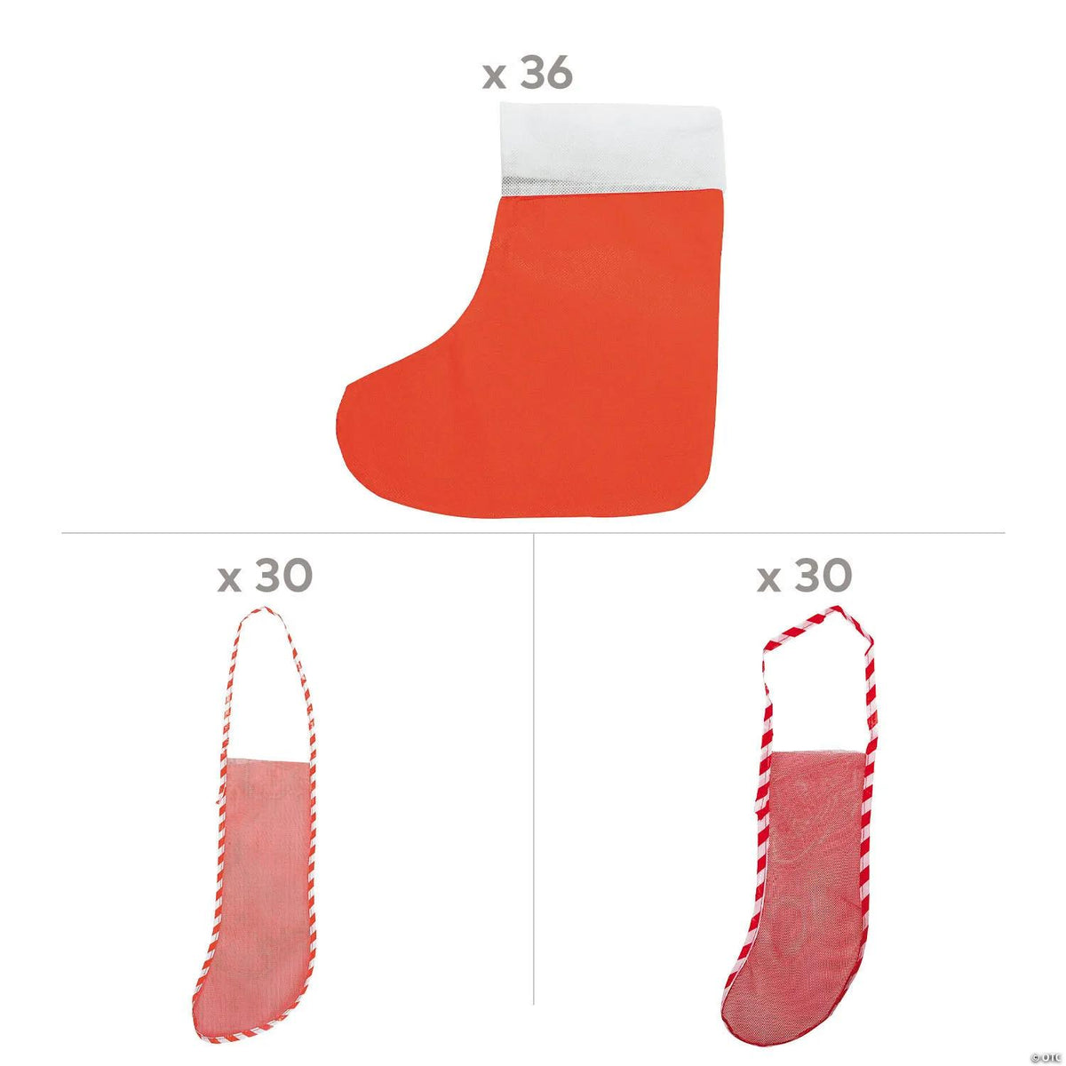 Bulk Red Mesh & Nonwoven Christmas Stocking Variety Kit – 96 pc
