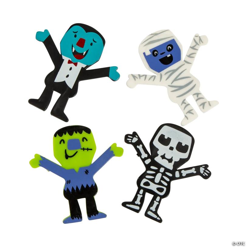 Bulk 48 Pc. Mini Vinyl Skeleton, Mummy, Green Monster, Vampire Halloween Monster Characters