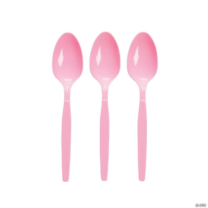Bulk 50 Ct. Candy Pink Plastic Spoons | USA Decoration®