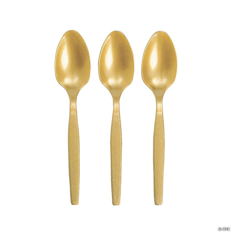 Bulk 50 Ct. Metallic Gold Plastic Spoons | USA Decoration®