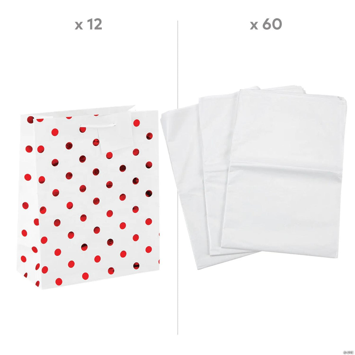 Bulk 72 Pc. Metallic Gift Bags & Tissue Paper Kit