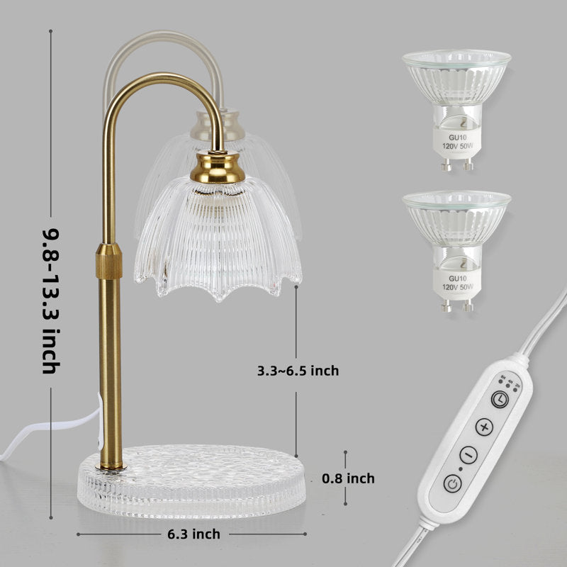 Candle Warmer Lamp with Timer & Dimmer, Adjustable Height Electric Wax Melt Warmer with 2 Bulbs, White K9 Crystal for Home Decor, Ideal Christmas & Mother‘s Day Gift