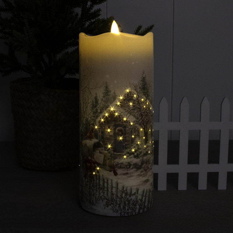 Cardinal Cottage Fiber Optic Candle