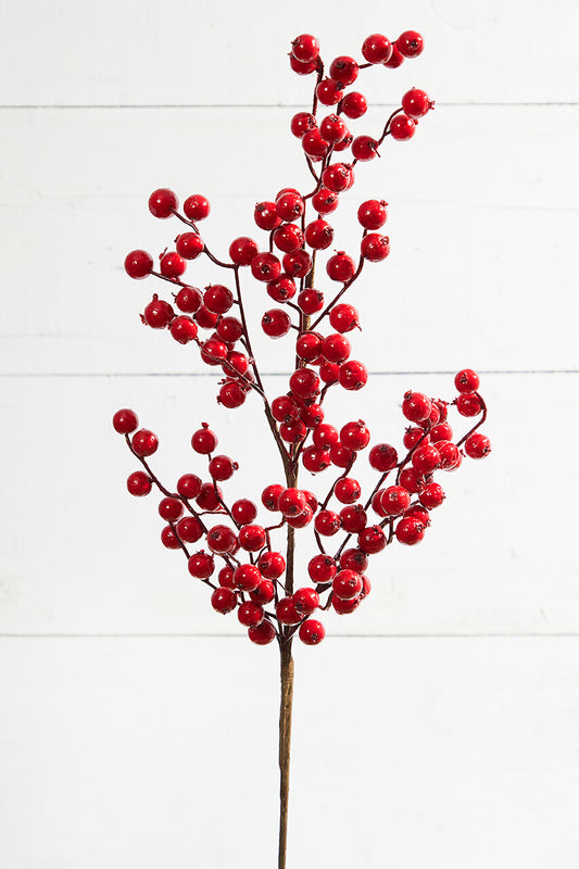 29” Cardinal Red Crabapple Christmas Spray Festive Holiday Berry Decoration