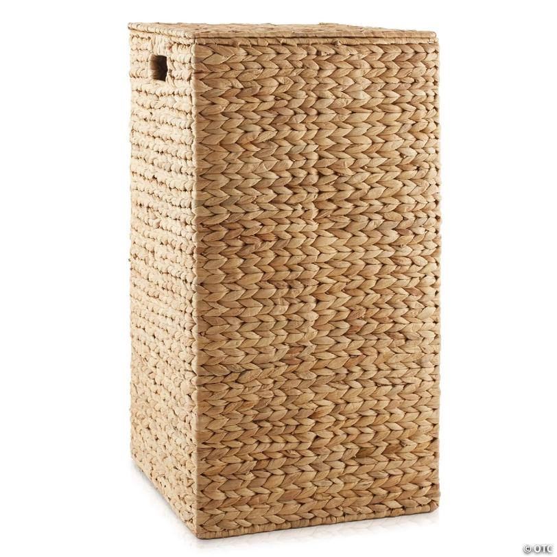 Casafield Woven Square Laundry Hamper Clothes Basket with Liner, Natural Wicker Hyacinth