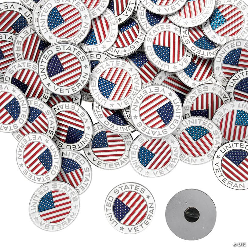 Celebrate Veterans with Metal Veteran Enamel Pins - 72 Pc.
