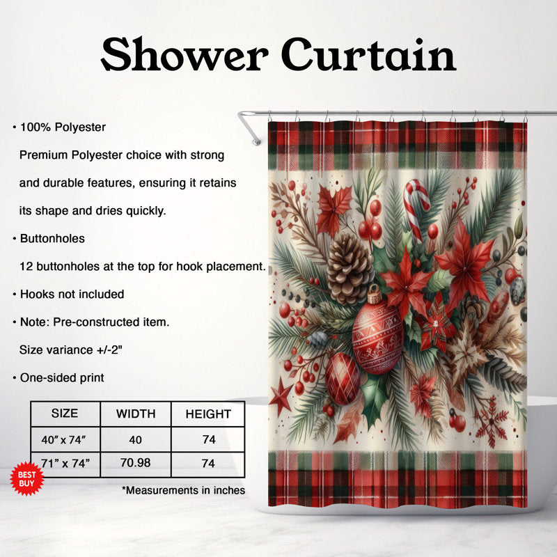 Christmas Check - 1 Piece Standard Shower Curtain