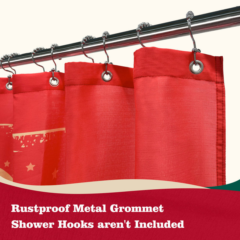 Christmas Cowboy Tree Slub Textured Shower Curtain