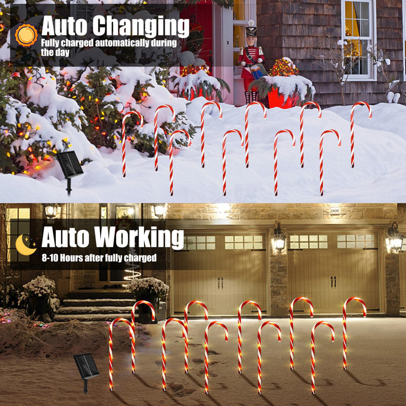 Christmas Decorations Outdoor, 10 Pcs, 21'' Solar Pathway Lights With 8 Lighting Modes, Waterproof Garden Lights For Christmas Patio Yard Walkway Decorations
