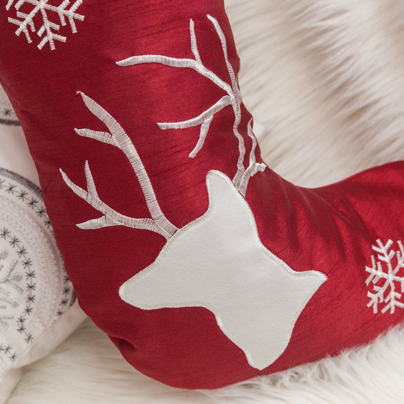 Christmas Embroidered Velvet Classic Xmas Sock Stocking