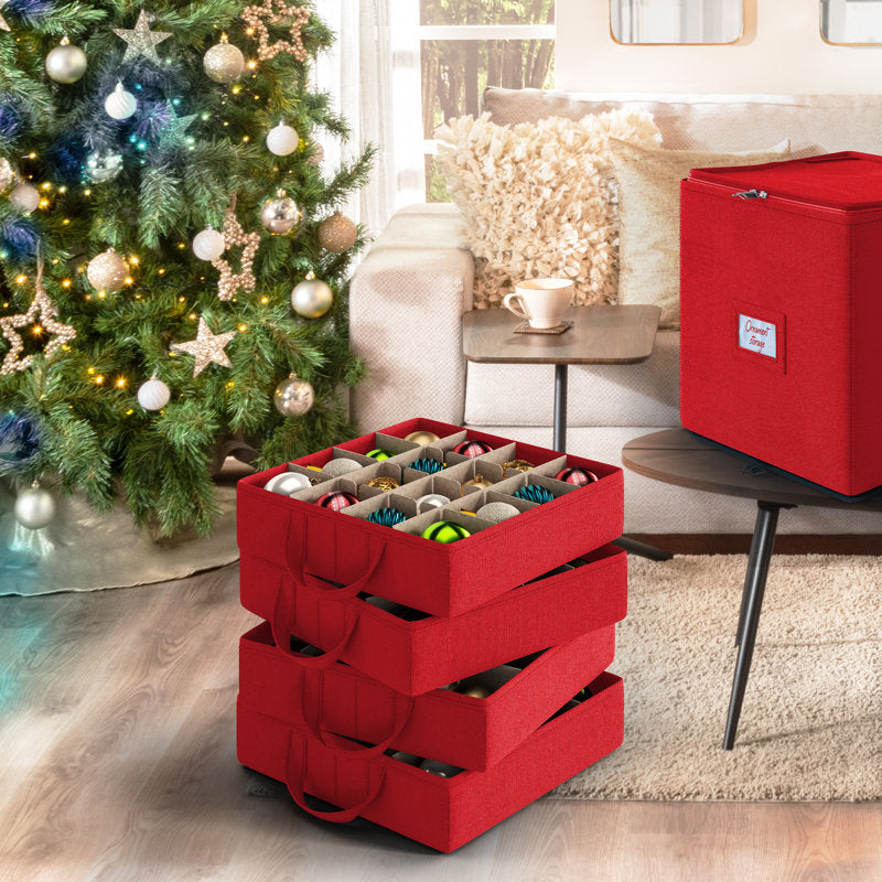 Christmas Ornament Storage Box With Adjustable Dividers