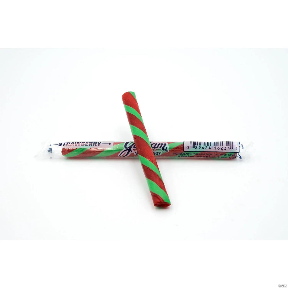 Pack of 80 red and green strawberry-flavored swirl hard candy sticks