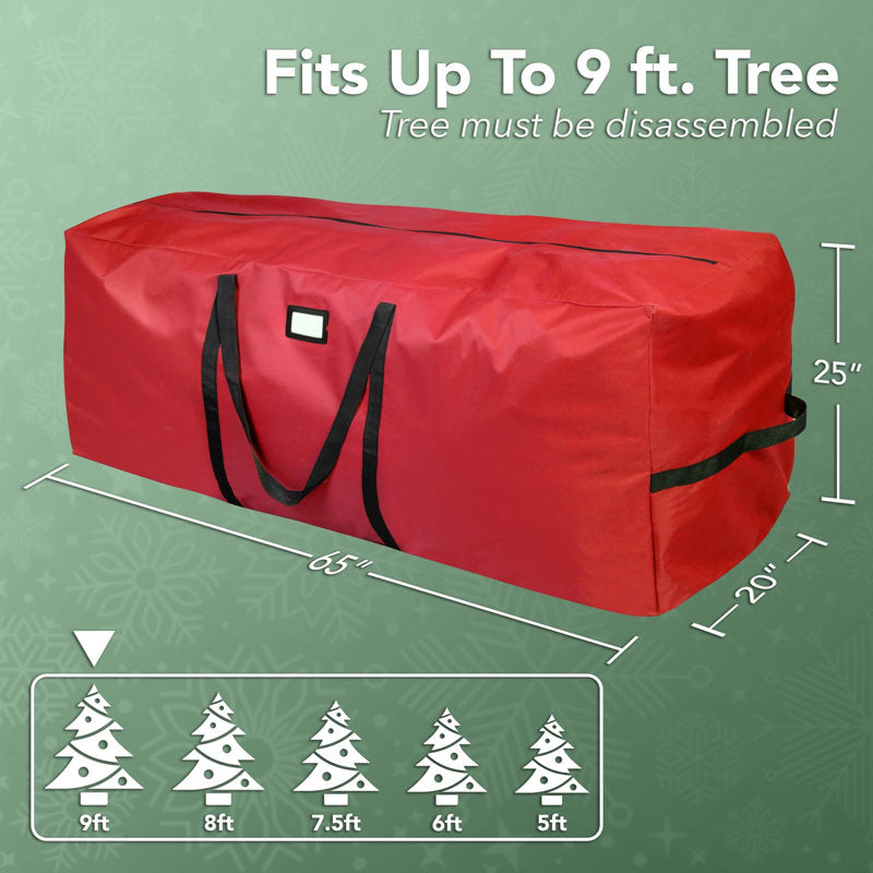 Christmas Tree Storage Bag Waterproof 9ft Red | Heavy Duty Fabric, Waterproof Design, Durable Handles, Zipper Closure, Fits Up to 9ft Artificial Christmas Tree