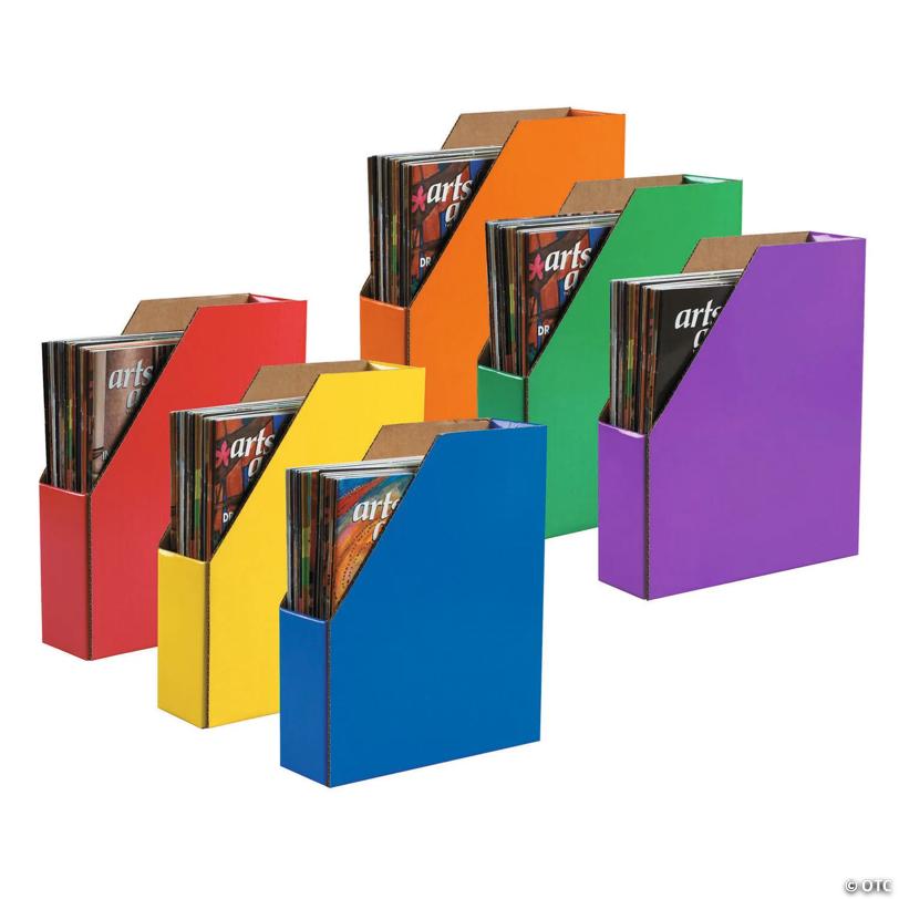 Classroom Keepers Magazine Holders, Assorted Colors, 12"H x 3"W x 10"D, Pack of 6