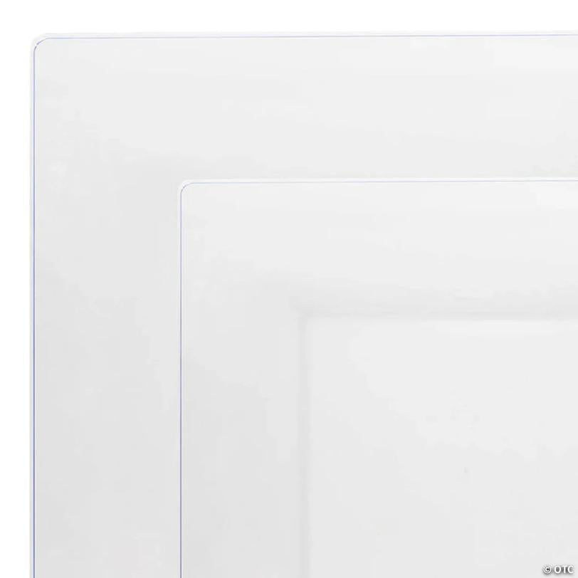 Clear Square Plastic Dinnerware Value Set - 20 Dinner Plates + 20 Salad Plates | USA Decoration®