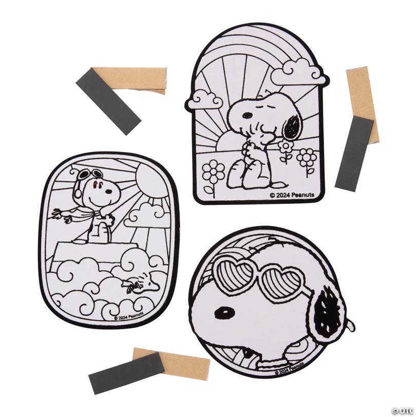 Color Your Own Peanuts Snoopy Fuzzy Magnets - 12 Pc.