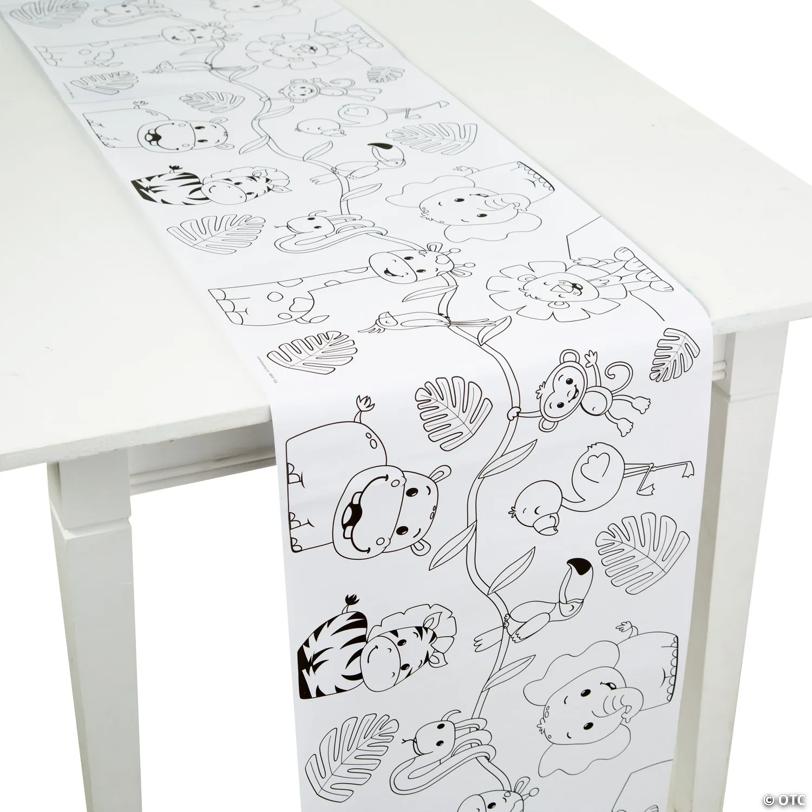 Color Your Own Zoo Animal Table Runner | USA Decoration®