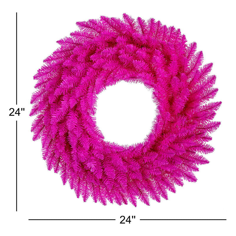 24" Pre-Lit Ornament Christmas Wreath hanging on a front door