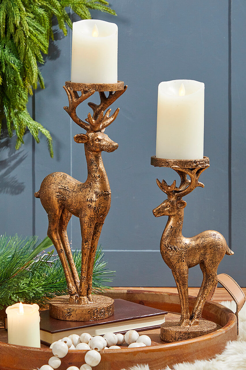 12" Resin Deer Candle Holder