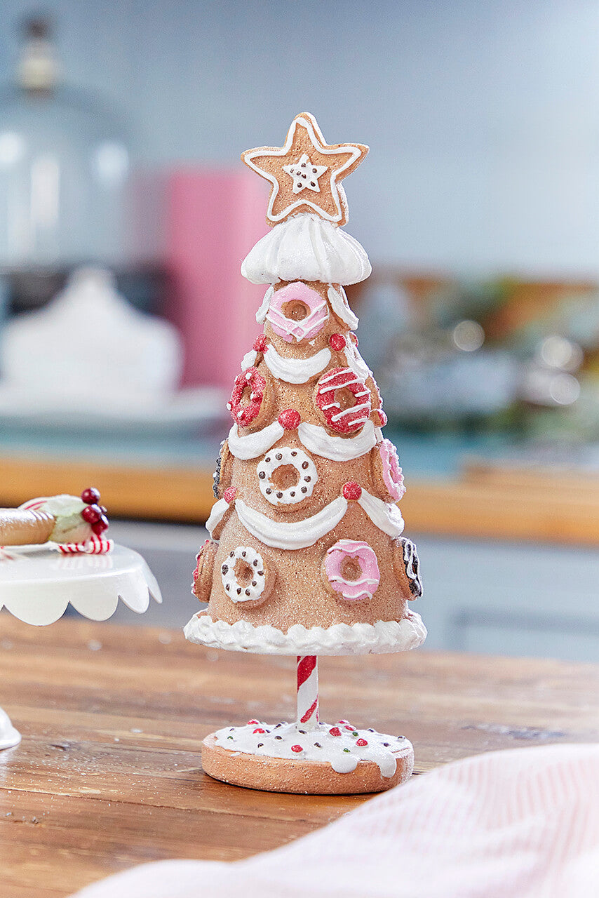 11” Resin Donut Tree Unique Holiday Tabletop Decor