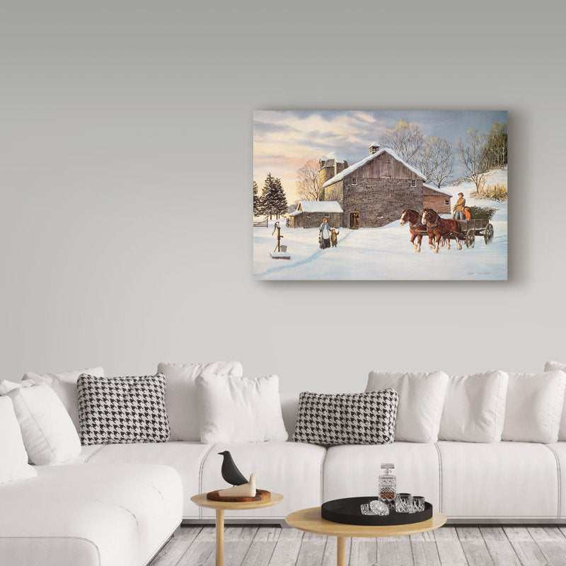 Dravon 'Christmas at the Farm' Acrylic Painting Print on Wrapped Canvas