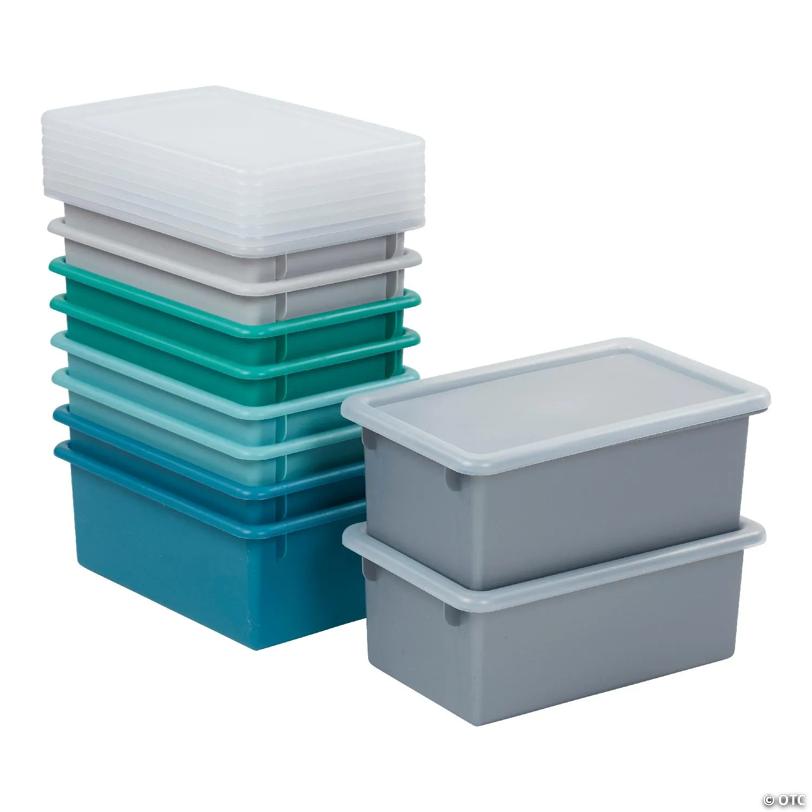 ECR4Kids Cubby Storage Bin with Lid, Contemporary, 10-Piece