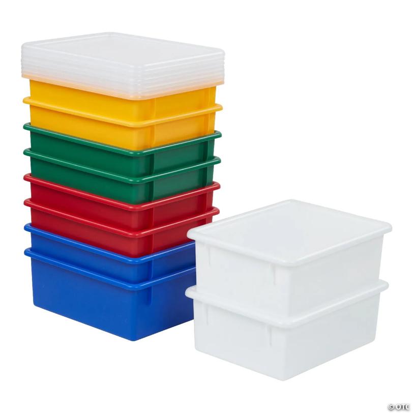 ECR4Kids Letter Size Deep Tray with Lid, Assorted, 10-Piece