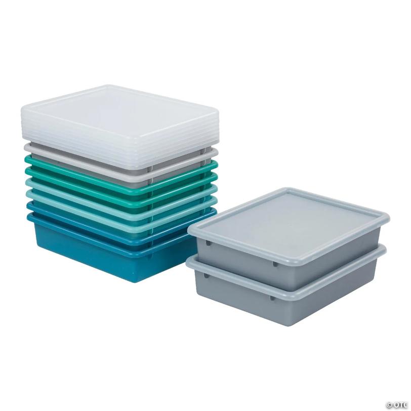 ECR4Kids Letter Size Tray with Lid, Contemporary, 10-Piece