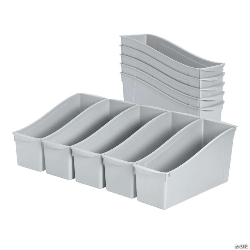 ECR4Kids Linking Book Bin, Light Grey, 10-Piece