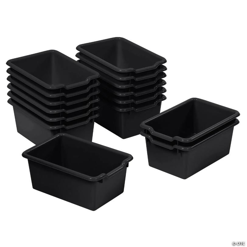 ECR4Kids Scoop Front Storage Bin, Multipurpose Organization, Black, 15-Piece
