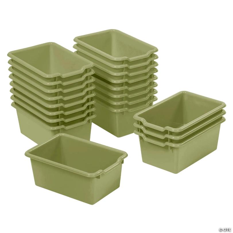 ECR4Kids Scoop Front Storage Bin, Multipurpose Organization, Fern Green, 20-Piece