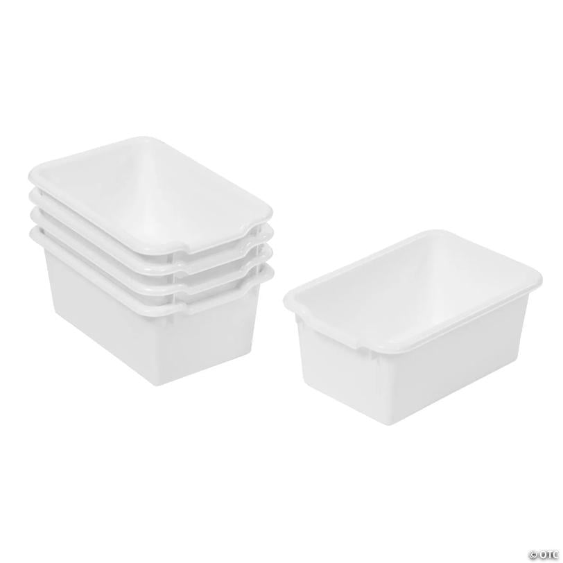 ECR4Kids Scoop Front Storage Bin, White, 5-Piece