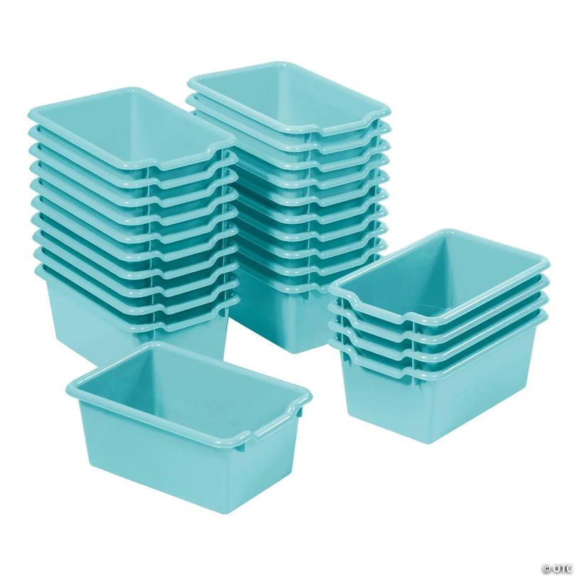 ECR4Kids Scoop Front Storage Bins, Multipurpose Organization, Seafoam, 25-Piece