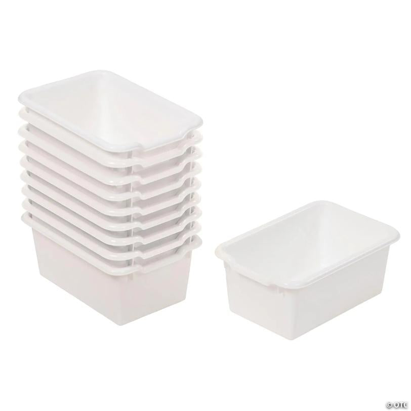 ECR4Kids Scoop Front Storage Bins, Multipurpose Organization, White, 10-Piece