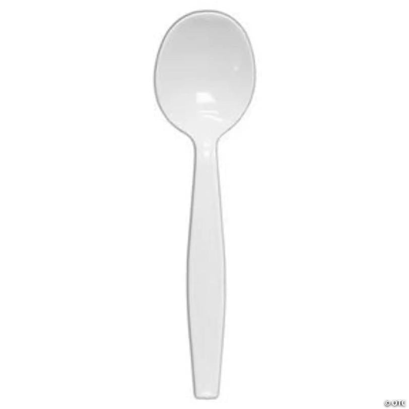 Edge Collections - Bulk Heavy White Polystyrene Soup Spoons! | USA Decoration®