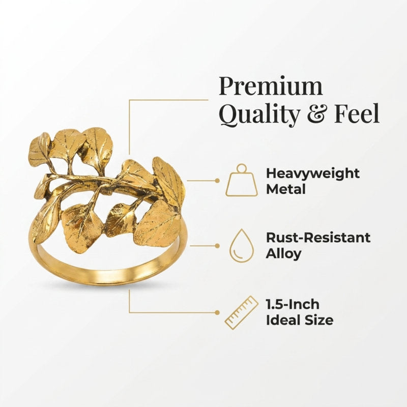 Elegant Gold Leaf Napkin Rings with Embossed Detailing รขโฌโ Elegant Christmas Table Decor for Dining & Kitchen