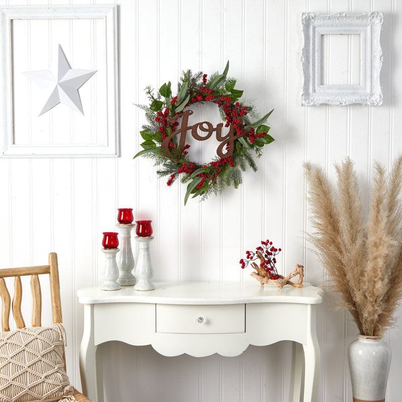 Artificial Christmas Wreath displayed on a front door