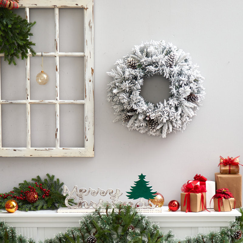 20" Christmas Wreath hanging on a front door