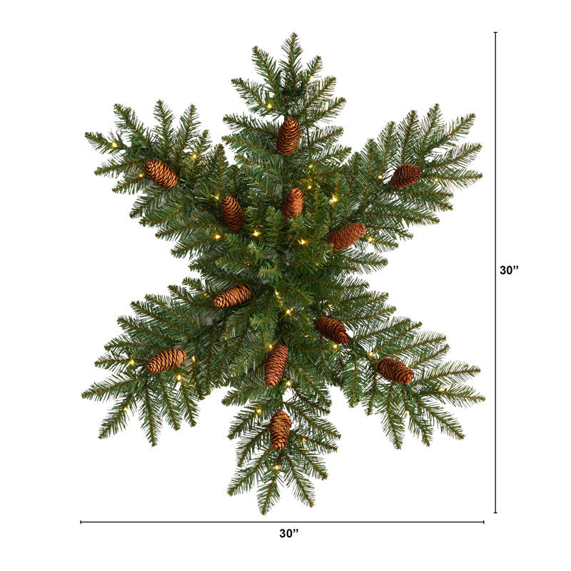22" Artificial Pine Christmas Wreath displayed on a front door