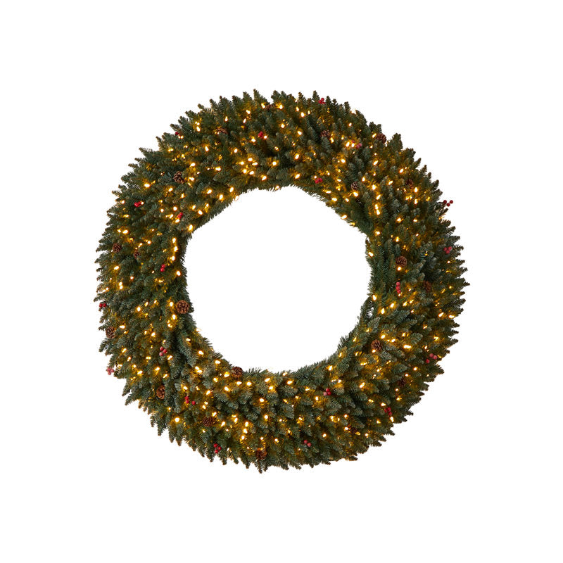 60" Pre-Lit Artificial Christmas Wreath as a festive door display