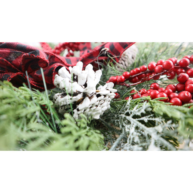 30" Pre-Lit Artificial Fir Christmas Wreath displayed on a front door