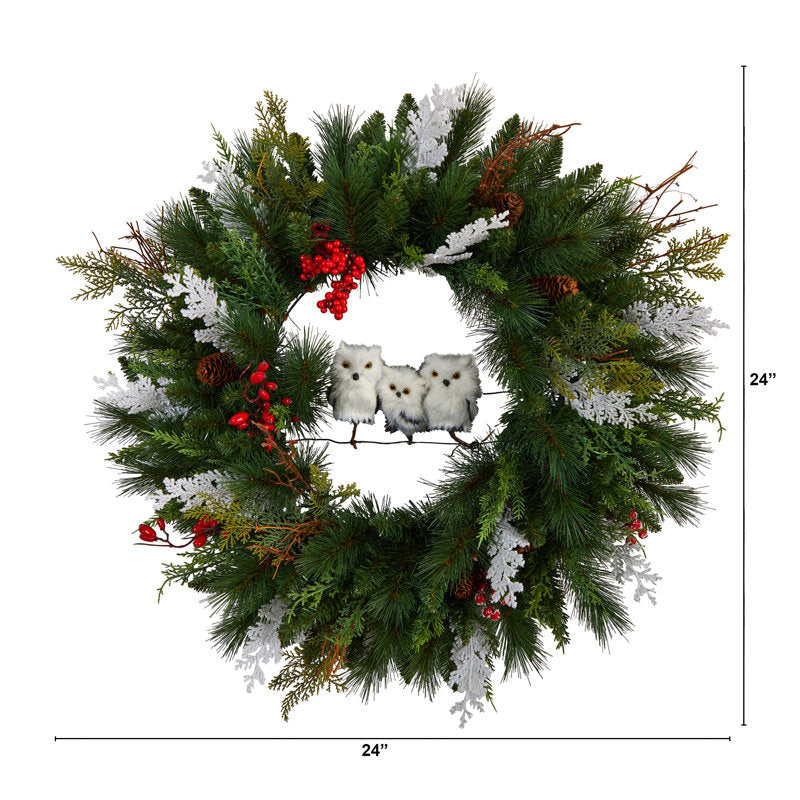 22" Glitter Christmas Wreath hung on a wooden door