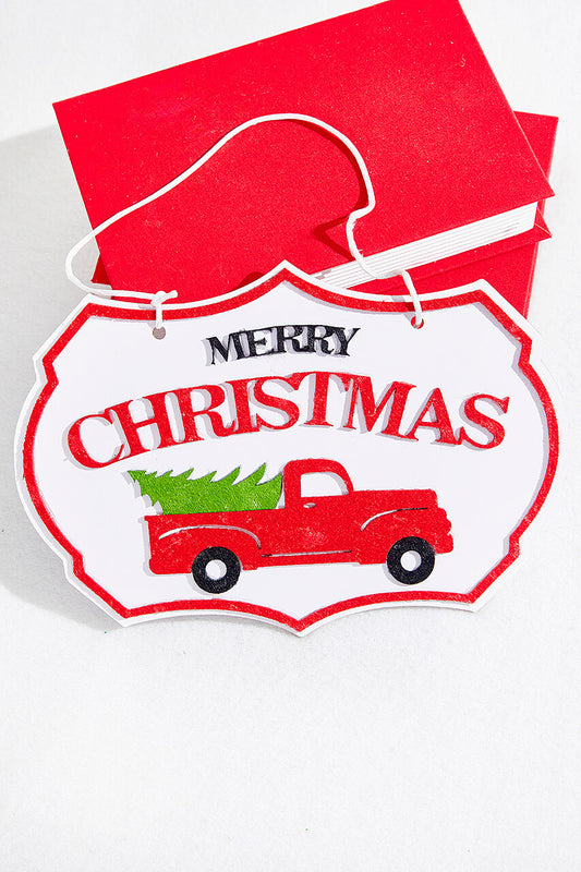 6.5? × 10? Merry Christmas Truck Hanging Ornament Vintage Holiday Décor