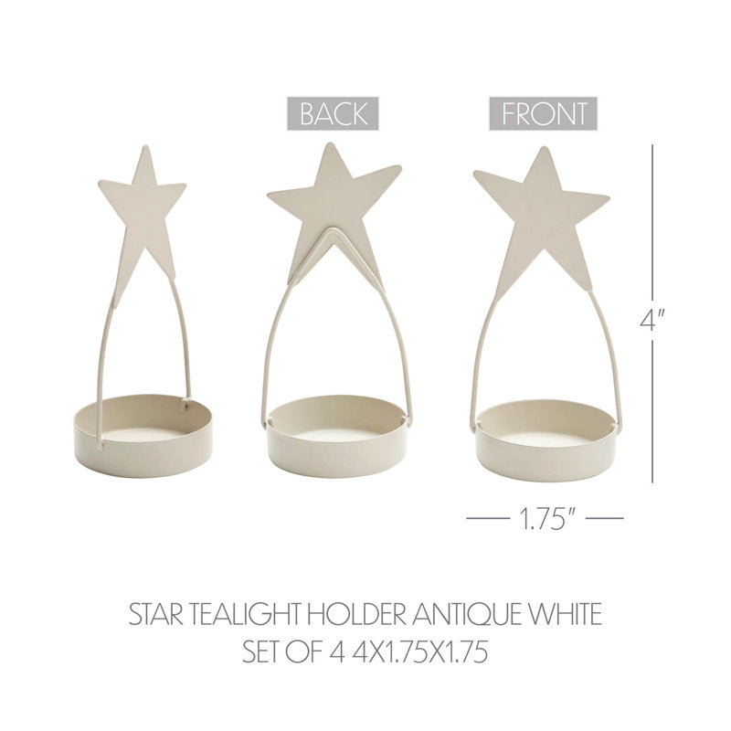 Festive Finds Star Tealight Holder Set of 4 4x1.75x1.75