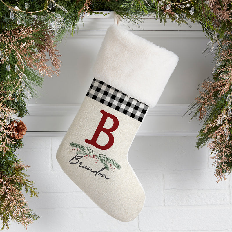 Festive Foliage Personalized Fur Christmas Stocking