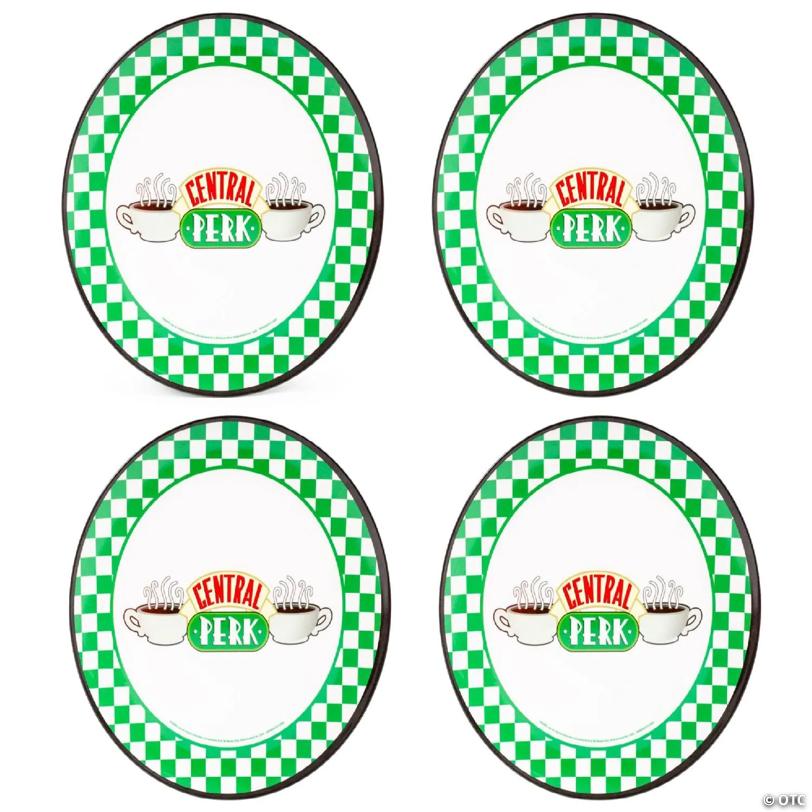 Friends Central Perk Checkerboard Logo 10-Inch Melamine Dinner Plates Set of 4 | USA Decoration®