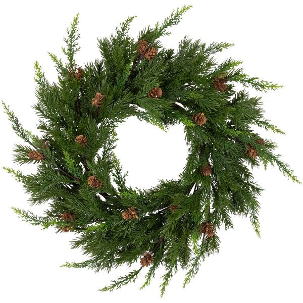 Northlight Real Touch™? Cypress and Pinecone Artificial Christmas Wreath - 24" - Unlit