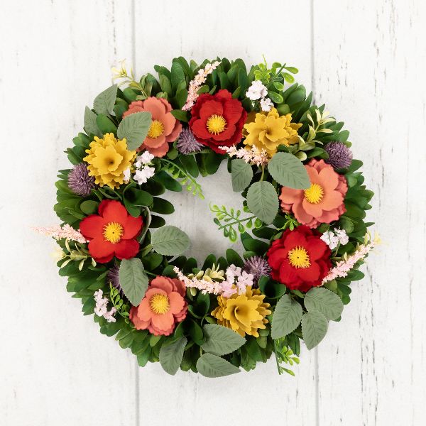 13.75" Artificial Spring Wreath with Mixed Florals and Greenery