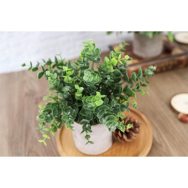 3 Pcs Mini Artificial Potted Eucalyptus Plants – Table and Desk Décor