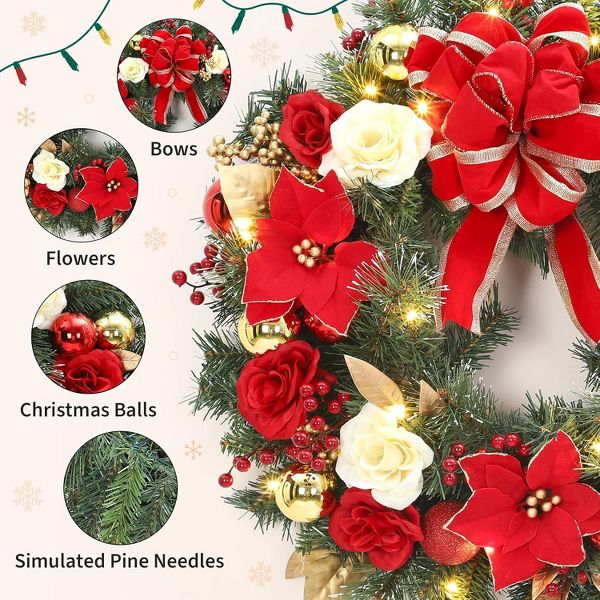 Northlight 30 Inch Deluxe Windsor Pine Artificial Christmas Wreath – Unlit Holiday Decoration